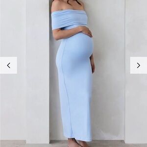 Bumpsuit Biana Strapless Light Blue Maternity Dress